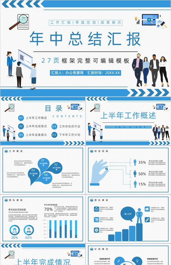 工程项目人事部年终总结PPT模板