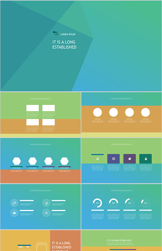 多边形炫彩静态超酷PPT模板