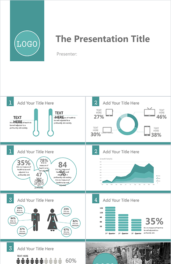 白色多彩商务扁平商务通用PPT模板
