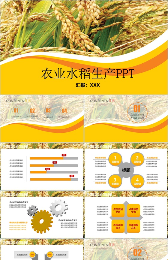金黄色农业水稻生产PPT模板