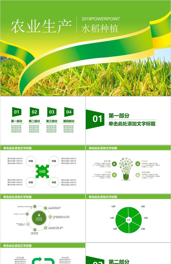 农产品生产水稻种植PPT模板