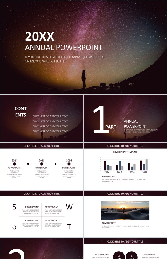 项目策划简约大气浪漫星空PPT模板