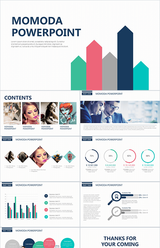 白色商务简洁风大气PPT模板