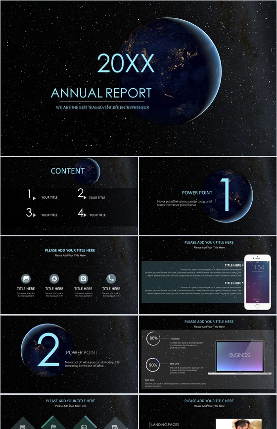 深邃星空互联网工作通用PPT模板
