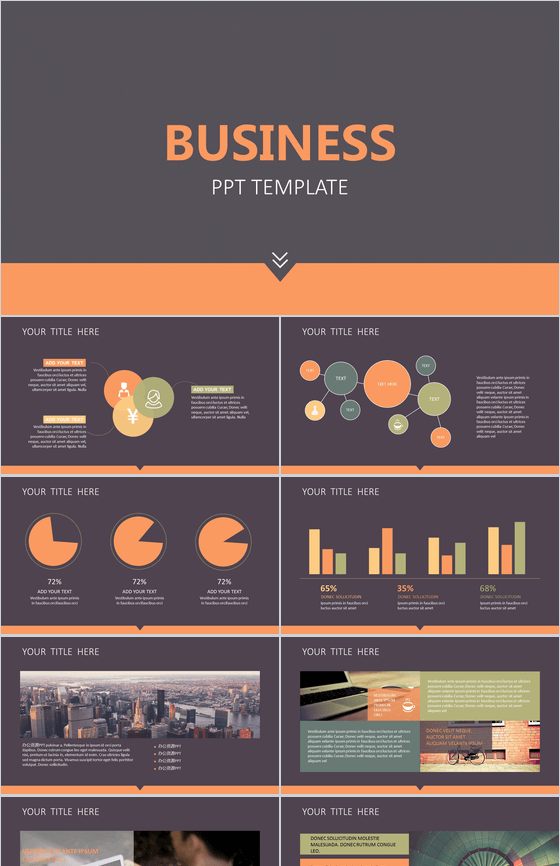 橙黑色商务通用ppt模板