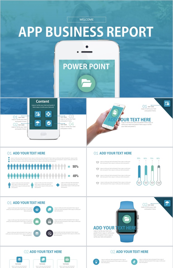 清新简约手机新品宣传介绍PPT模板