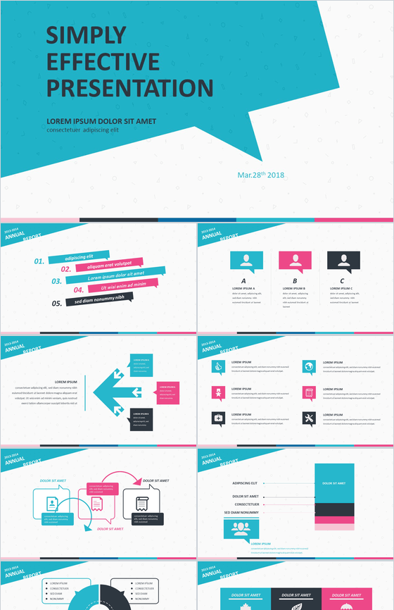 简约欧美商务风蓝色企业介绍业绩汇报PPT模板