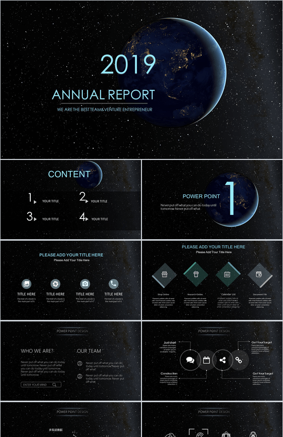月球欧美商务风总结汇报企业规划PPT模板
