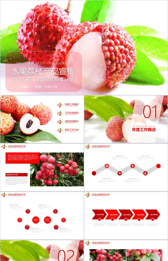水果荔枝产品宣传工作总结PPT模板