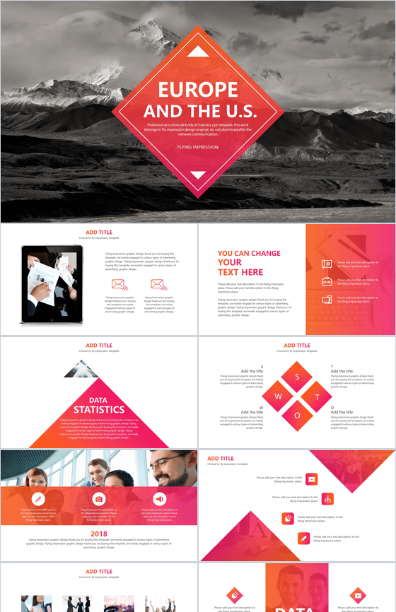 欧美风商务汇报演讲设计昌邑通用PPT模板