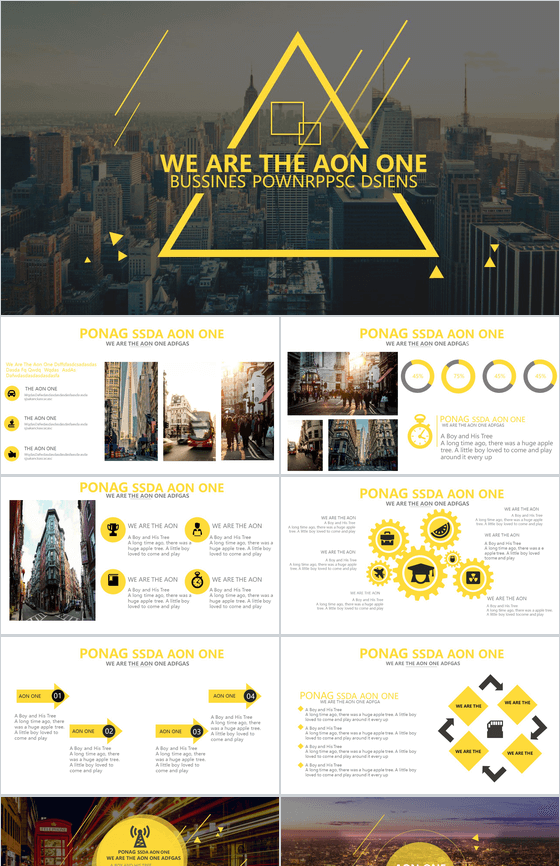 欧美商务大气扁平风格精品通用PPT模板