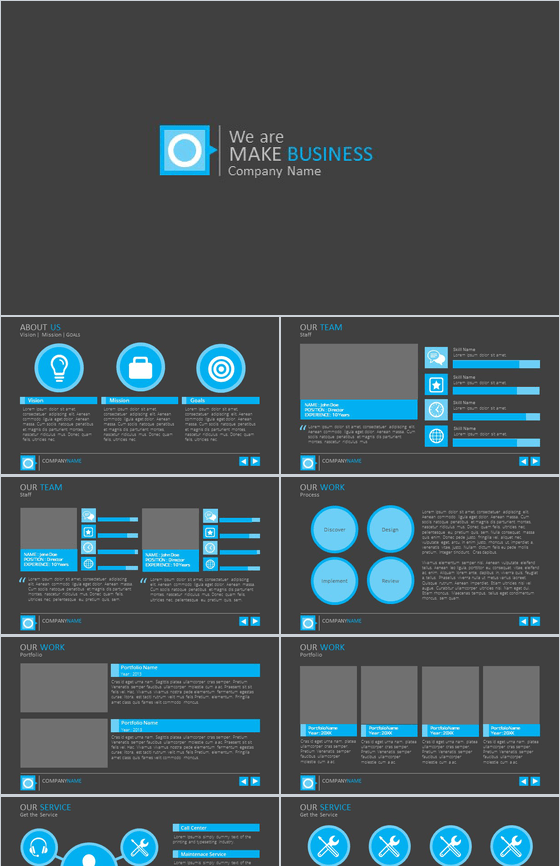扁平风格商务演讲汇报通用PPT模板