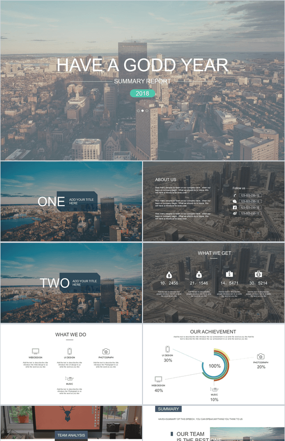 欧美商务唯美商务风总结汇报企业计划PPT模板