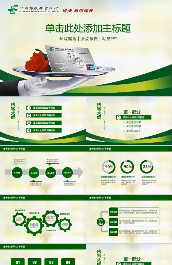 中国邮政储蓄银行会议报告PPT模板