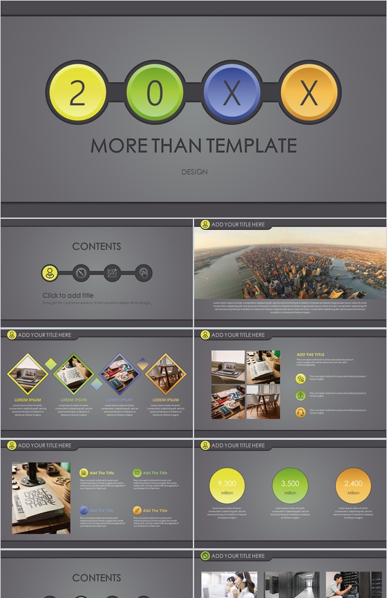 灰色欧美商务通用总结PPT模板