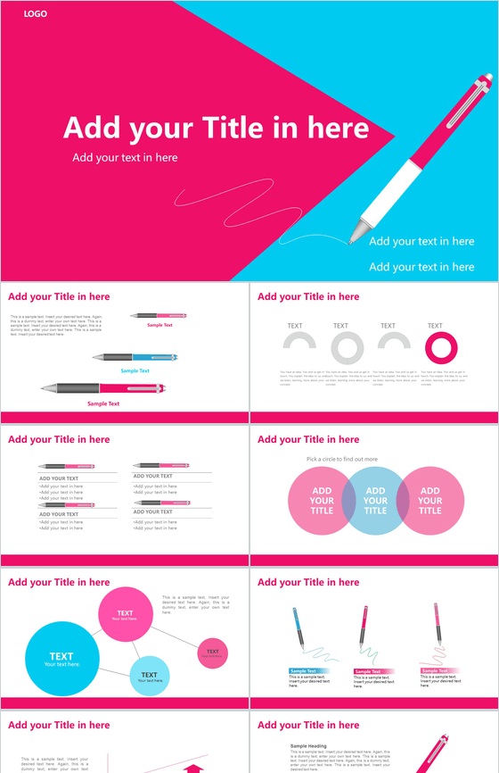 红蓝商务通用模板清新PPT模板