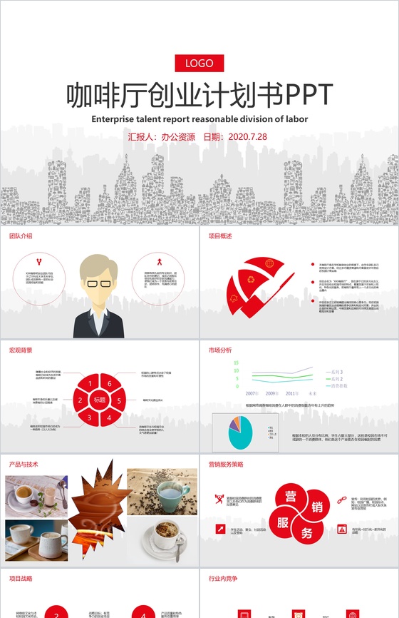源于经典源于时尚XX咖啡厅创业计划书PPT模板