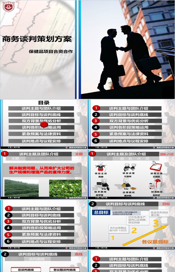 商务谈判策划方案项目实施计划方案可行性分析PPT模板