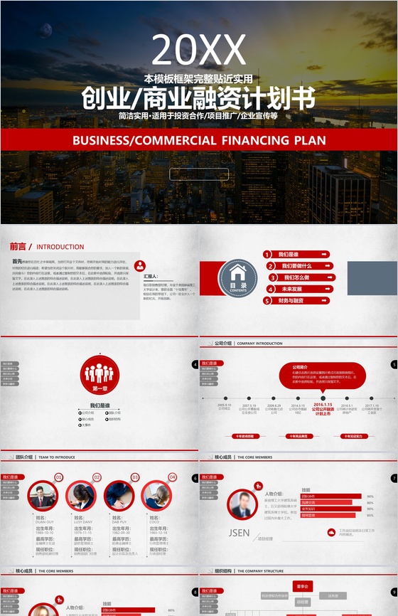 创业商业融资计划书PPT模板