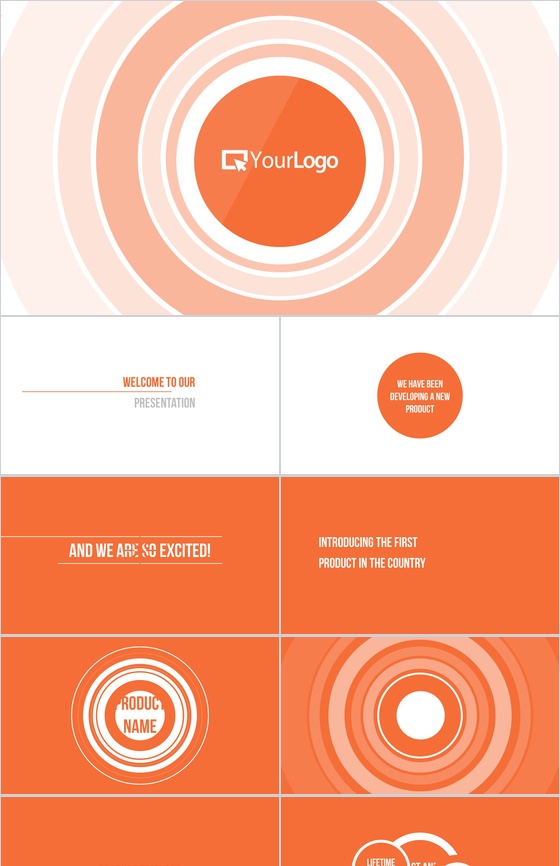 橙色酷炫快闪动画动态视频介绍PPT模板