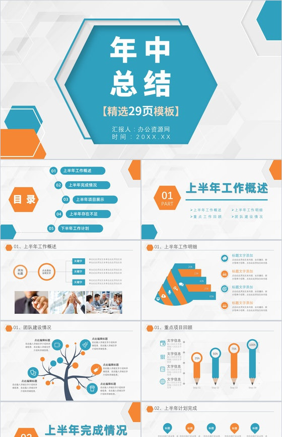 商务风格企业公司年终总结汇报PPT模板