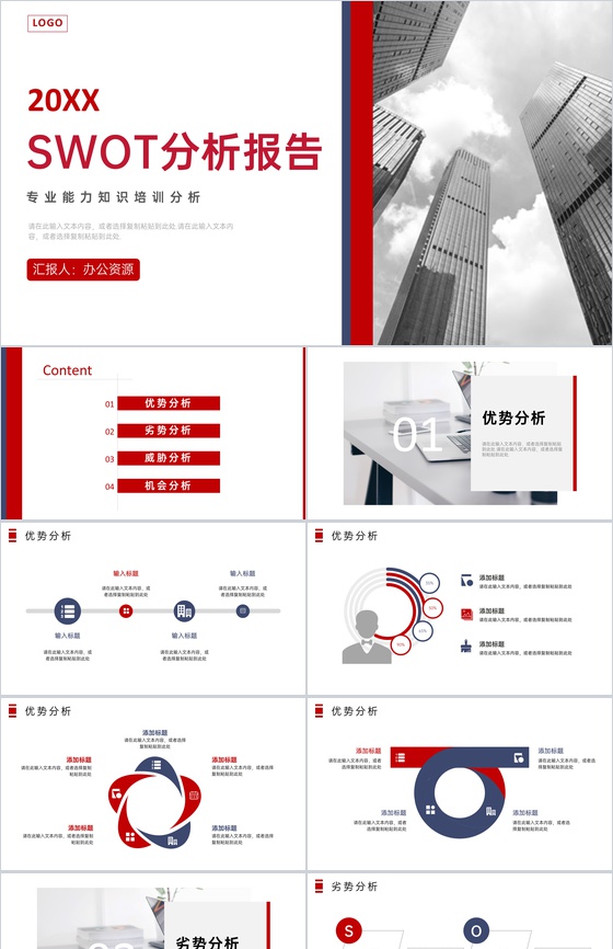 公司员工SWOT分析总结个人自我分析方法PPT模板