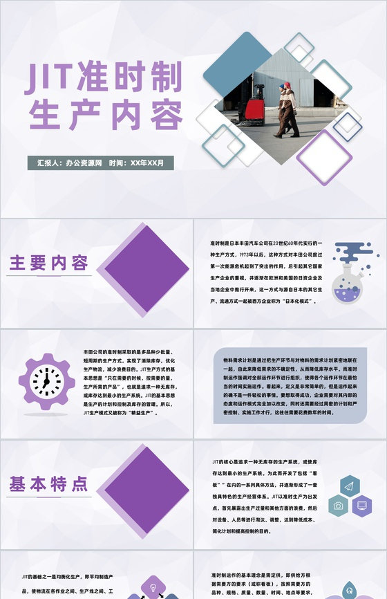 JIT准时制生产内容学习精益生产方式JIT特征说明PPT模板