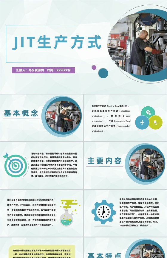 丰田公司JIT准时制生产方式JIT核心内容培训介绍PPT模板