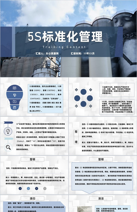 物流企业5S现场管理办公室卫生管理基本概念PPT模板