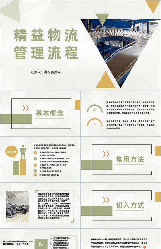 车间现场精益物流管理流程工厂生产管理方式介绍PPT模板