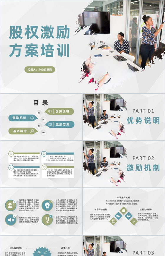公司利润分配方案汇报部门员工股权激励方案培训PPT模板