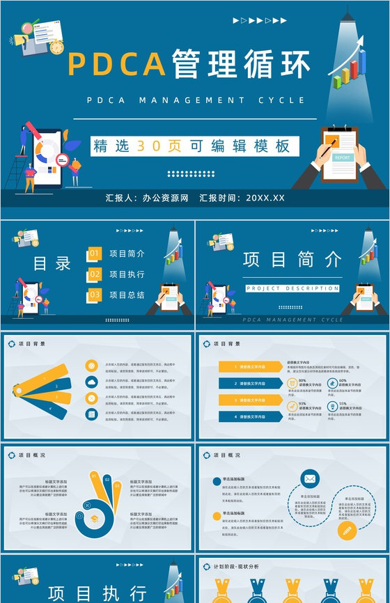 公司质量管理计划执行PDCA管理循环案例分析总结PPT模板