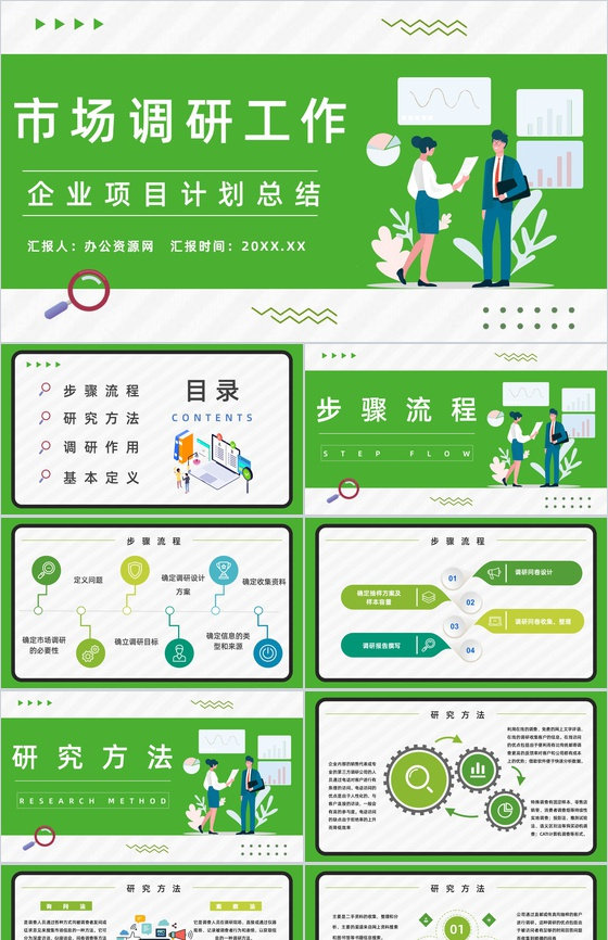 行业市场调研工作项目策划风险预判工作总结计划书PPT模板