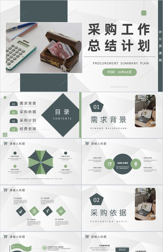 采购部门年度工作总结计划单位采购需求汇报PPT模板