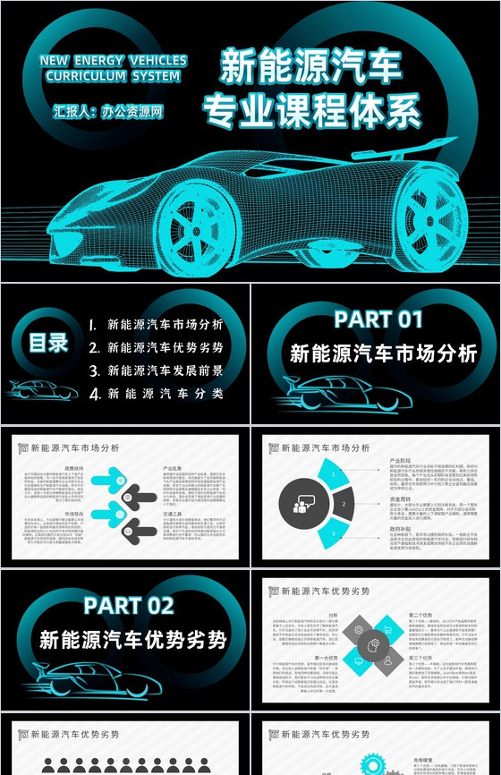 新能源汽车的发展现状优点缺点市场分析发展前景及趋势优劣势PPT模板