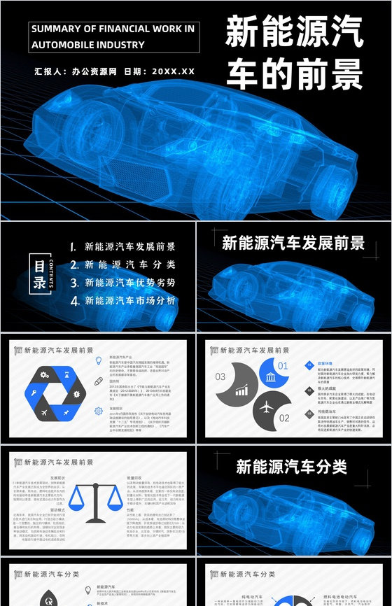 新能源汽车的市场分析发展前景及趋势优势劣势缺点发展现状PPT模板
