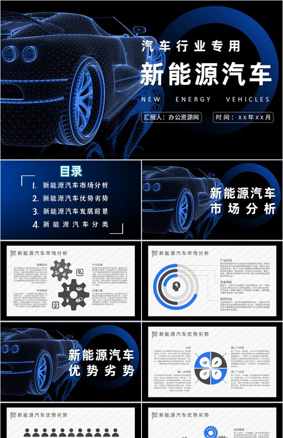 新能源汽车的优点缺点市场分析优势和劣势发展前景现状及趋势PPT模板