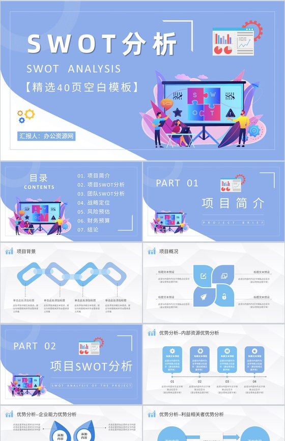 团队SWOT分析工作总结员工个人职业分析方法学习PPT模板