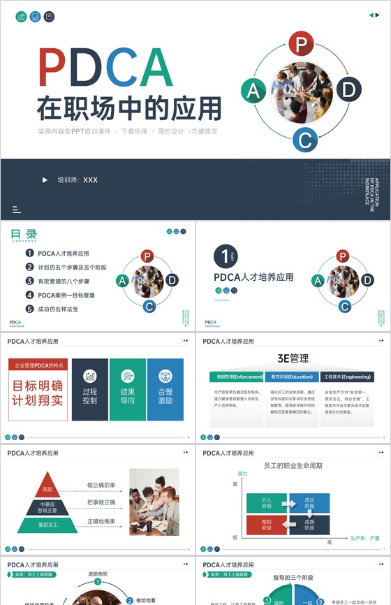 公司员工技能提升PDCA在职场中的应用培训PPT模板