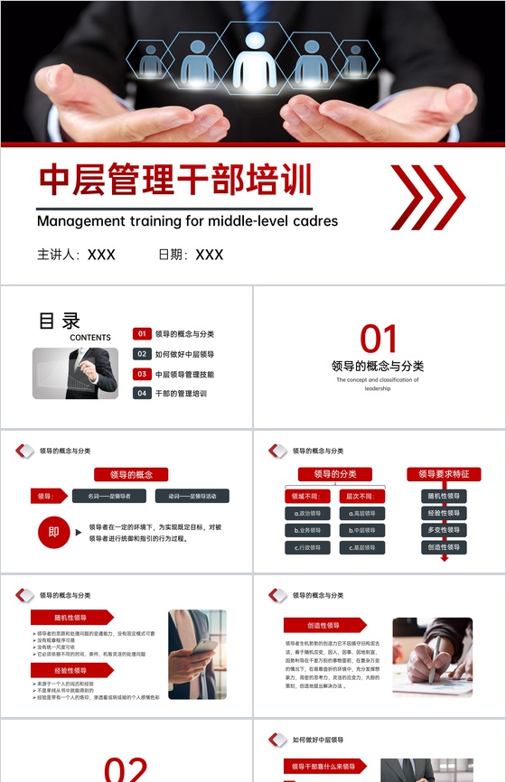 红色商务风企业中层管理领导干部培训学习PPT模板