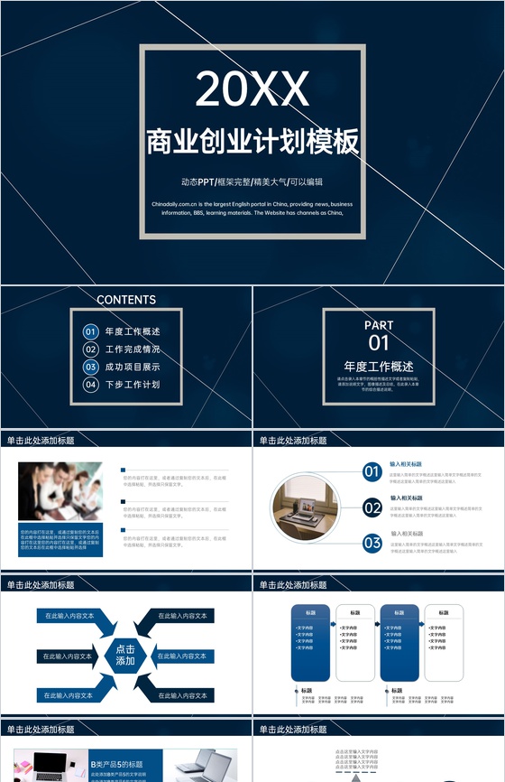 欧美简约商业创业投资计划书项目展示产品推广PPT模板