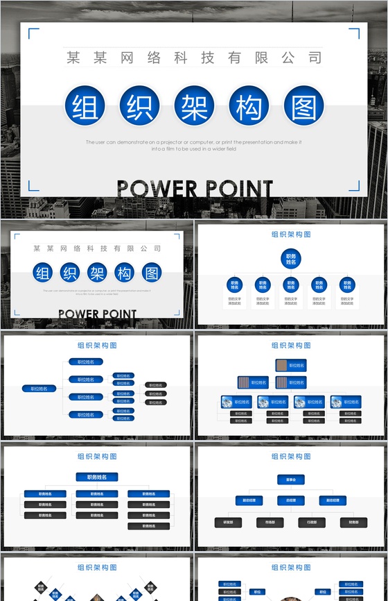 网络科技有限公司组织架构图PPT模板
