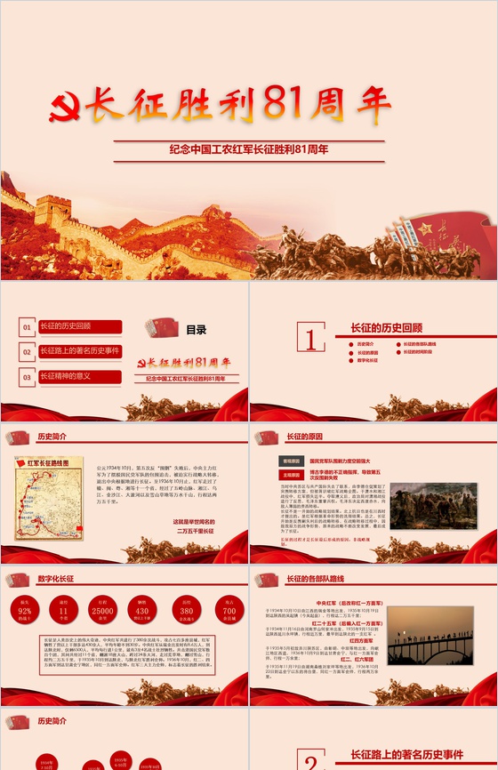 长征胜利周年纪念PPT模板