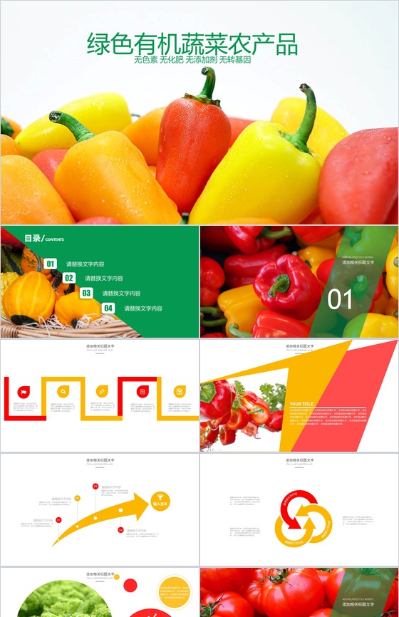 绿色有机蔬菜农产品PPT模板