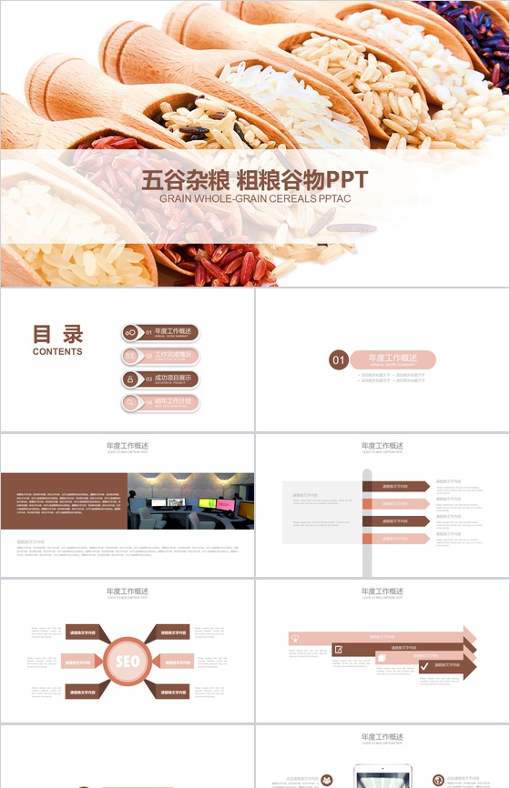 粗粮谷物产品宣传工作总结PPT模板