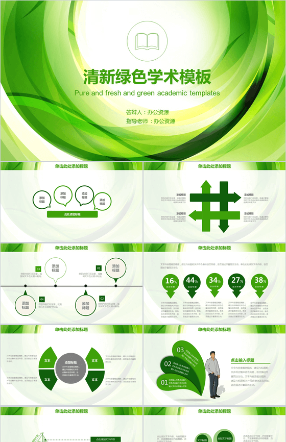 清新绿色学术毕业论文PPT模板