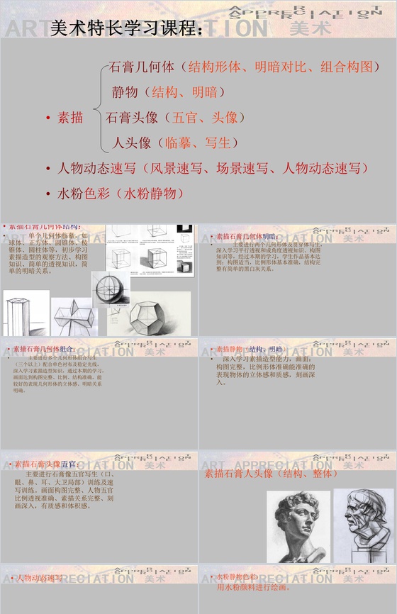 美术特长学习课程培训PPT模板