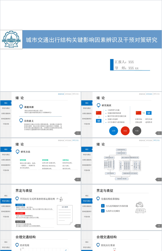 白色简洁城市交通分析规划通用PPT模板