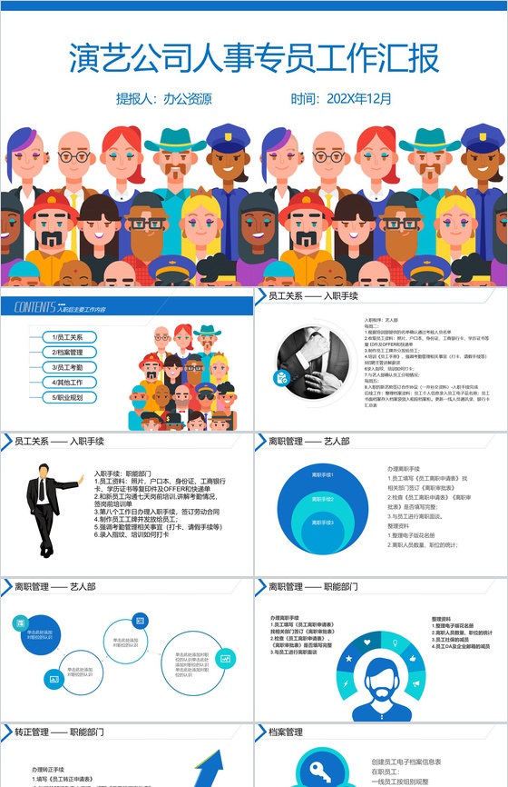 某演艺公司HR人事专员工作总结汇报PPT模板