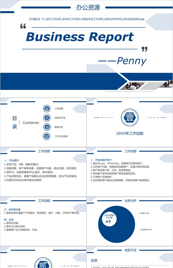 外贸业务员个人业务工作总结述职报告PPT模板